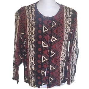Passports of Pier 1 Imports | Womens Tribal Print Button Up Blouse Size M Medium